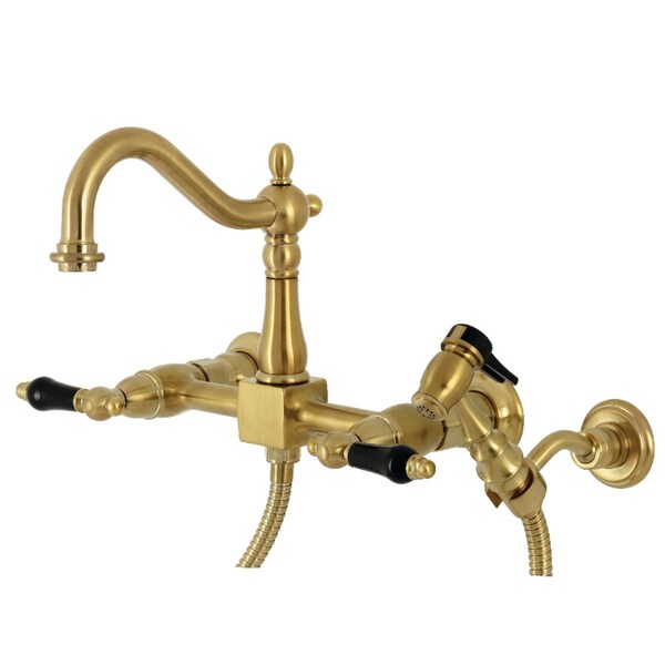 Duchess Wall Mnt Bridge Kitchen Faucet W/Brass Sprayer, Brass